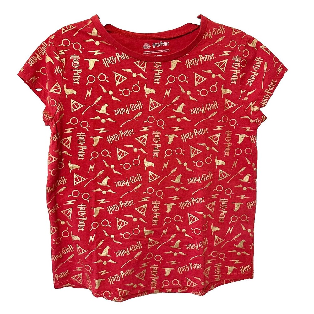 Wizarding World Of Harry Potter Girls XL‎ 18/20 Glitter Red/Gold T-Shirt